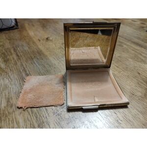 Vintage Dorset Fifth Avenue Gold Tone Makeup Compact Pink Powder Puff Mirror